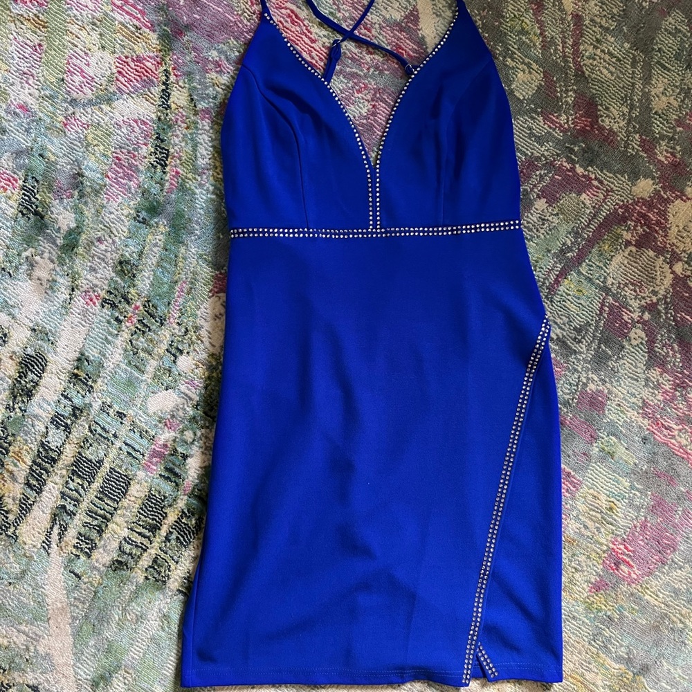 Fashion Nova Blue Studded Dress